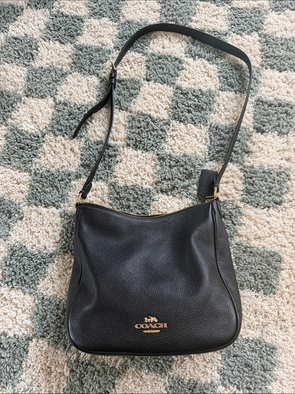 Coach Black Pebbled Leather Shoulder Bag with Gold Hardware